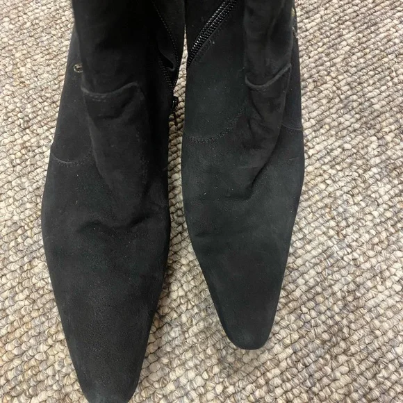 Black Floral Embroidered Heeled Boots - Picture 9 of 9